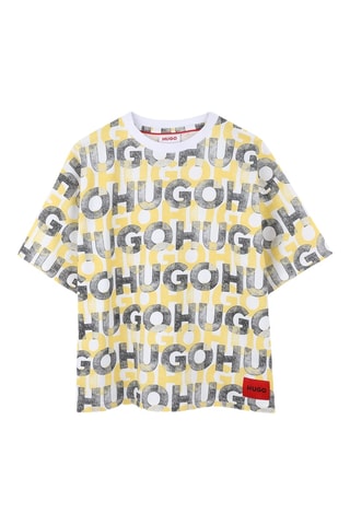T-shirt en coton biologique - Blanc et jaune - Hugo