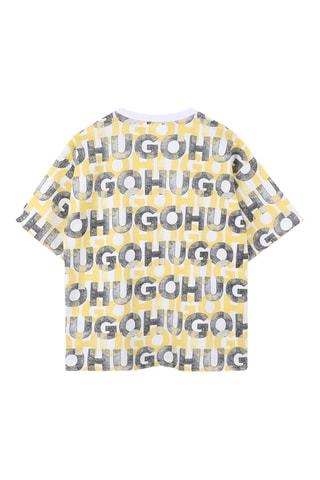 T-shirt en coton biologique - Blanc et jaune - Hugo