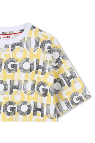 T-shirt en coton biologique - Blanc et jaune - Hugo