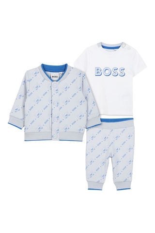 Ensemble 3 pièces en coton biologique - Ciel - Boss