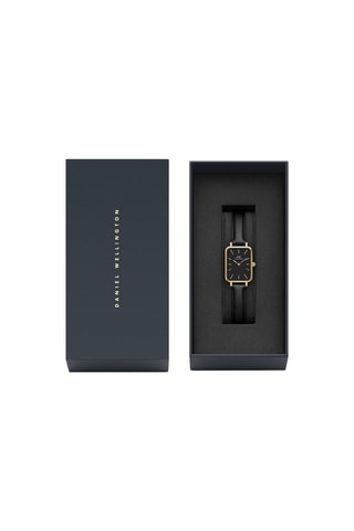 Leren Quartz Horloge Pressed Ashfield - 20 x 26 mm - Zwart en goudkleurig