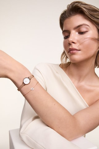 Stalen Quartz Horloge Roségoudkleurig en roze
