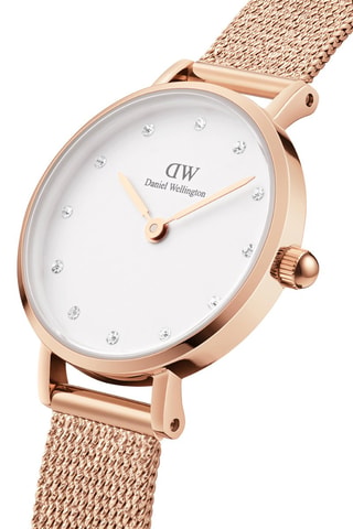 Stalen Quartz Horloge Petite  24 cm - Roségoudkleurig en Wit