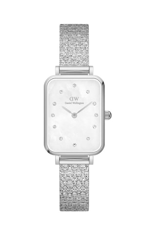 Stalen Quartz Horloge Quadro 20 x 26 cm - Zilverkleurig en Wit