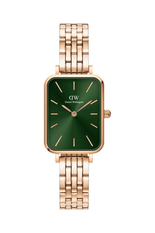 Stalen Quartz Horloge - Roségoudkleurig en groen