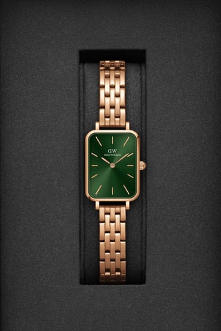 Stalen Quartz Horloge - Roségoudkleurig en groen