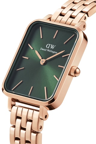 Stalen Quartz Horloge - Roségoudkleurig en groen