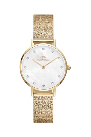 Stalen Quartz Horloge Petite - 28 mm - Goudkleurig en wit