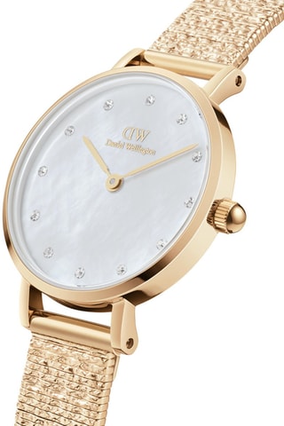 Stalen Quartz Horloge Petite - 28 mm - Goudkleurig en wit