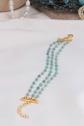 Bracciale multifilo - Placcato oro giallo e amazzoniti