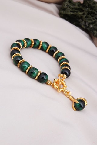 Bracciale - Placcato oro giallo e occhi di tigre