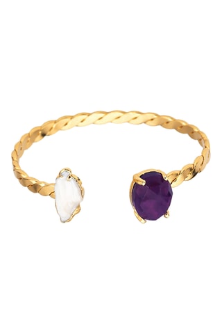Bracciale bangle - Ametista e perla coltivata