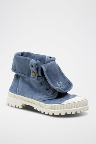 Sneakers alte in cotone bio Celeste - Bianco