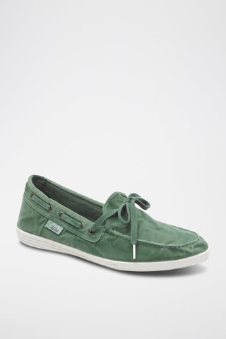 Chaussures bateau en coton biologique Bleu foncé - Vert