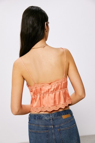 Crop top bimateriale - Salmone