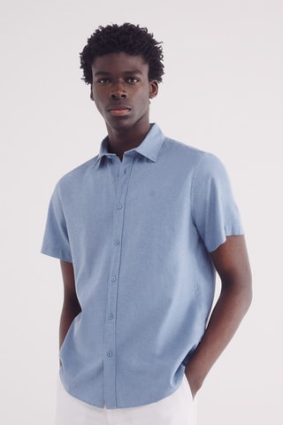 Camicia in lino - Cobalto