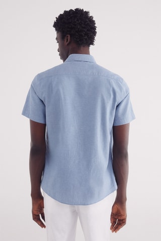 Camicia in lino - Cobalto