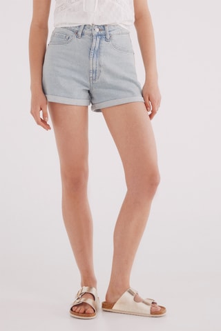 Shorts in jeans a vita alta - Azzurro