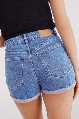 Shorts in jeans a vita alta - Azzurro