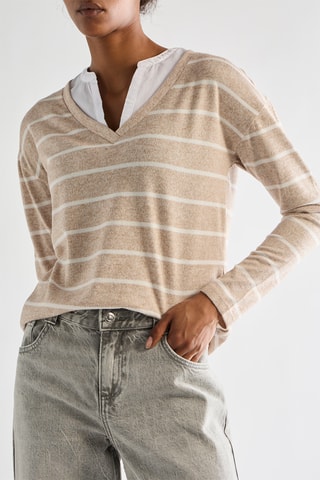 Maglia - Beige melange e bianco