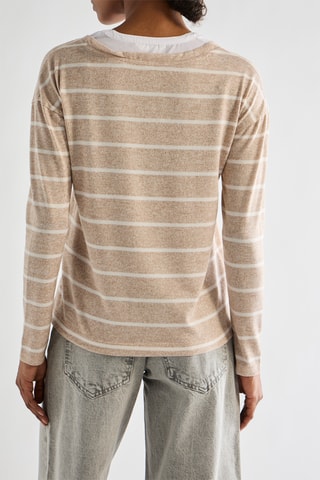 Maglia - Beige melange e bianco