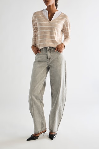 Maglia - Beige melange e bianco
