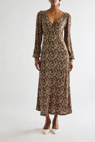 Abito midi - Taupe e verde oliva