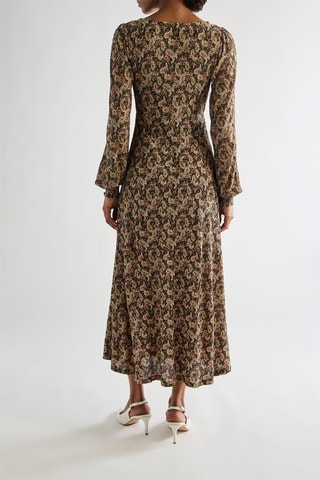 Abito midi - Taupe e verde oliva