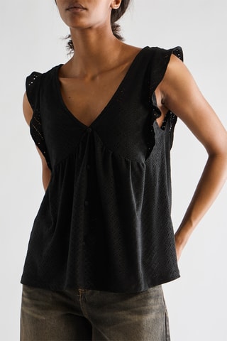Blusa in sangallo - Nero