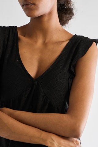 Blusa in sangallo - Nero