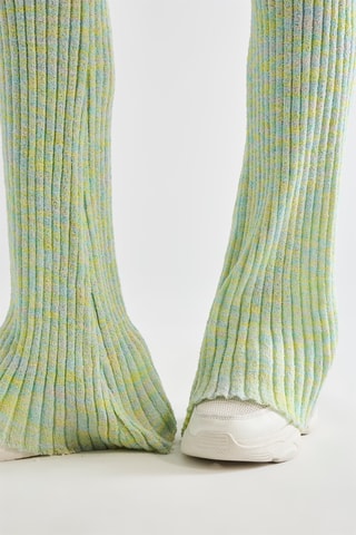 Pantaloni a vita alta - Verde chiaro melange