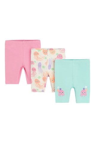 3 leggings - Rose et vert d’eau
