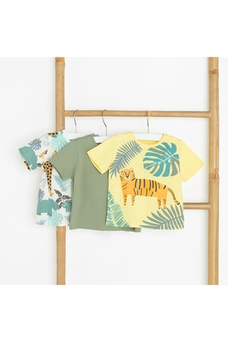 3 t-shirts - Vert, blanc et jaune