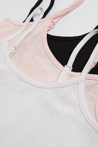 3 débardeurs en coton biologique - Blanc, rose et noir