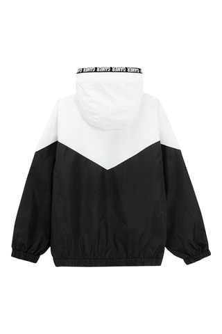 Cortavientos con capucha - Negro y blanco