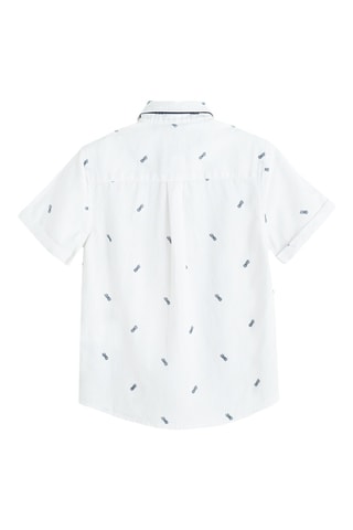 Camisa y pajarita de lino - Blanco y azul noche