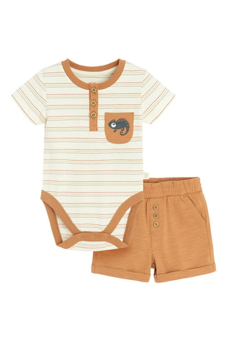 Body et short - Ecru et camel