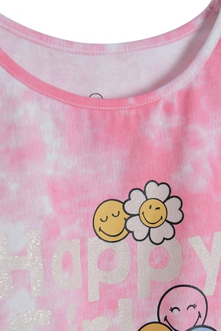 Débardeur noué tie and dye Smiley World - Rose et blanc