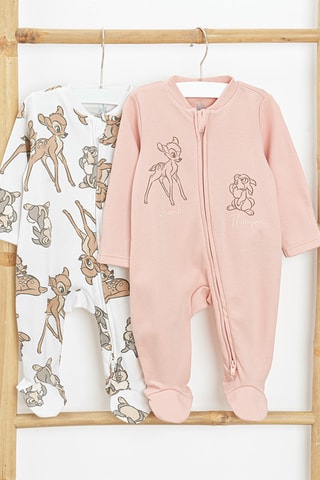 2 grenouillères Bambi et Panpan Bambi Disney - Blanc et rose poudré