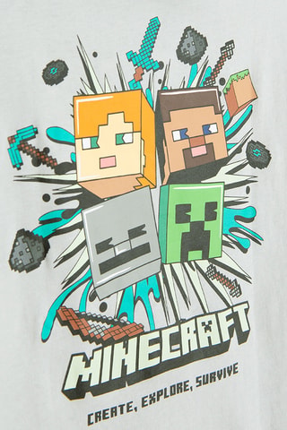 T-shirt en lin Minecraft - Gris clair