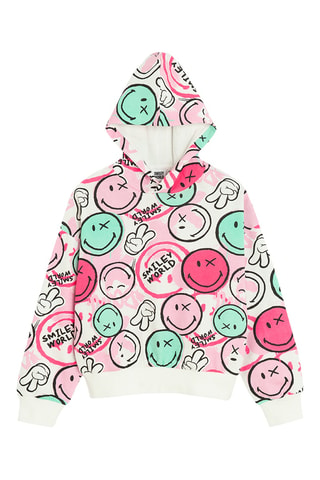 Sweat à capuche Smiley World - Rose