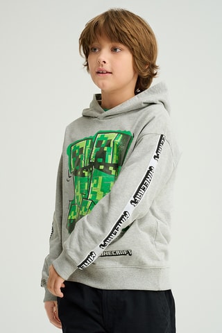 Sweat à capuche Minecraft - Gris clair chiné