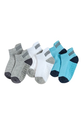 3 paires de chaussettes antidérapantes Gris chiné et blanc