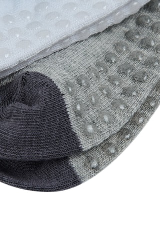 3 paires de chaussettes antidérapantes Gris chiné et blanc