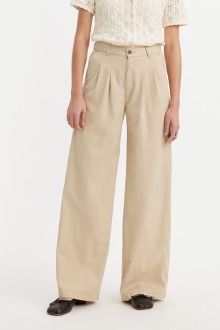 Pantaloni wide legs a vita alta - Beige