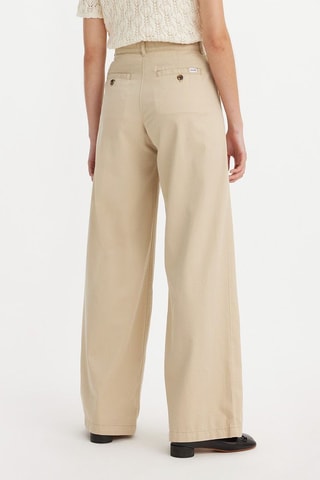 Pantaloni wide legs a vita alta - Beige