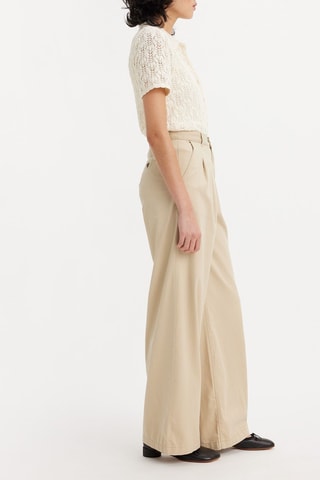 Pantaloni wide legs a vita alta - Beige