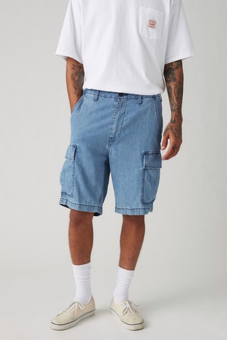 Bermuda cargo in jeans - Blu