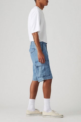 Bermuda cargo in jeans - Blu