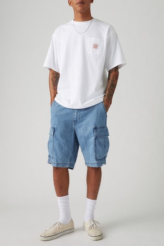 Bermuda cargo in jeans - Blu